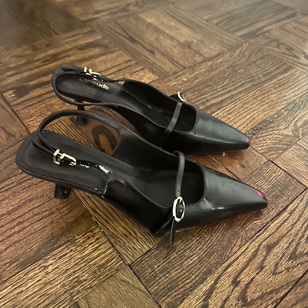 LARROUDE BLACK LEATHER INES PUMP - Picture 7 of 11